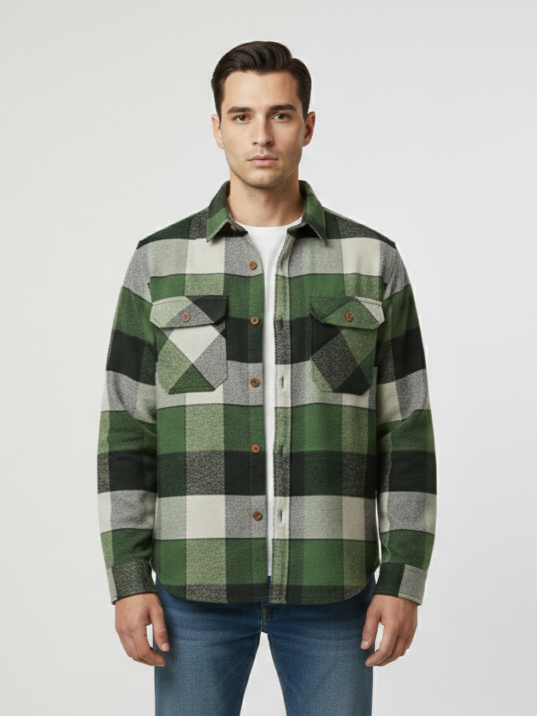 Double Pocket Oversized Cotton Checked Shacked