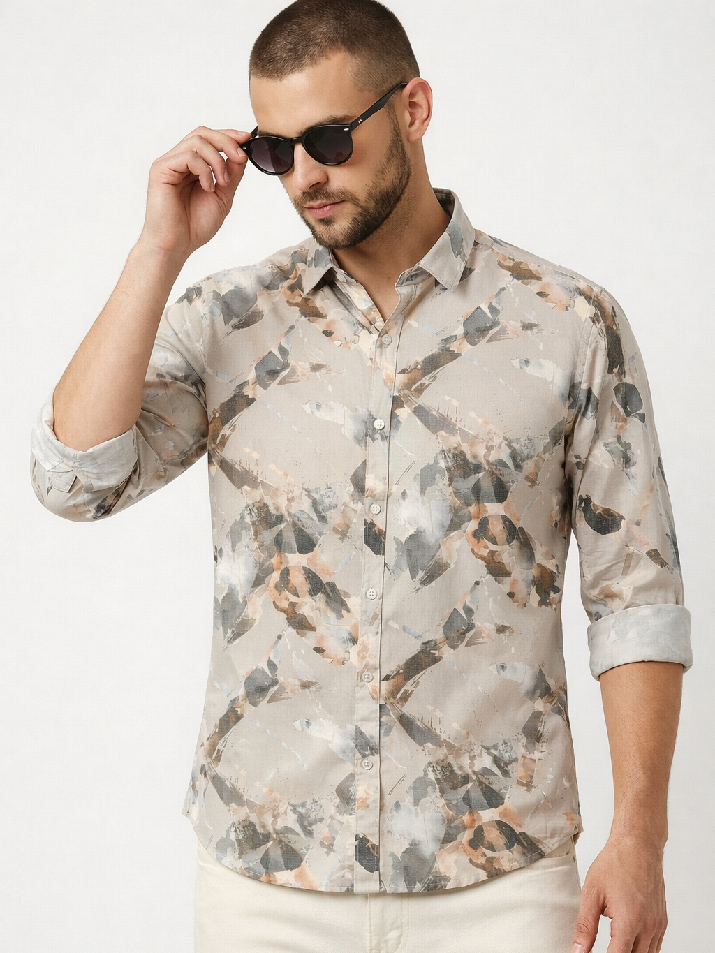 White Eagle Embellished Handwork Designer Shirt