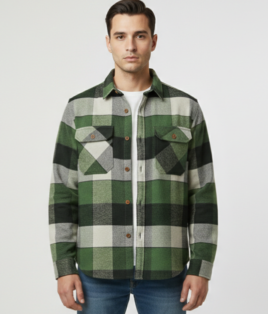 Double Pocket Oversized Cotton Checked Shacked