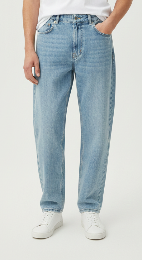 Washed Baggy Fit Detailed Jeans