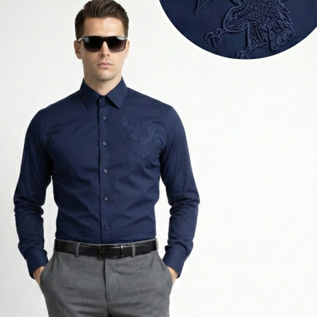 Blue Eagle Embellished Handwork Designer Shirt