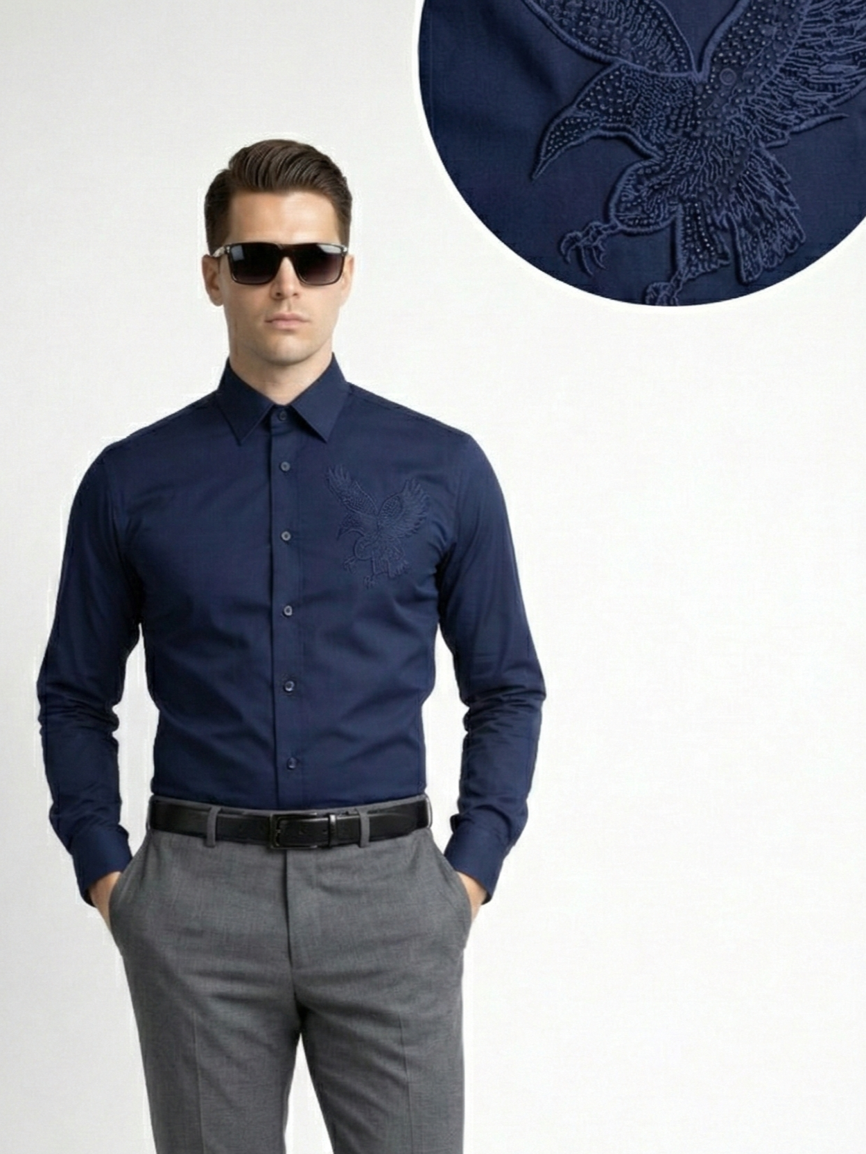 Blue Eagle Embellished Handwork Designer Shirt