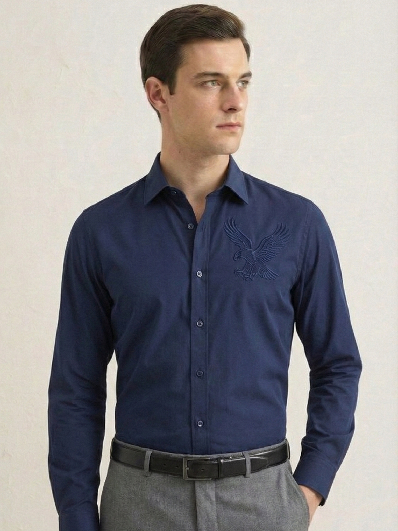 Blue Eagle Embellished Handwork Designer Shirt - Image 2