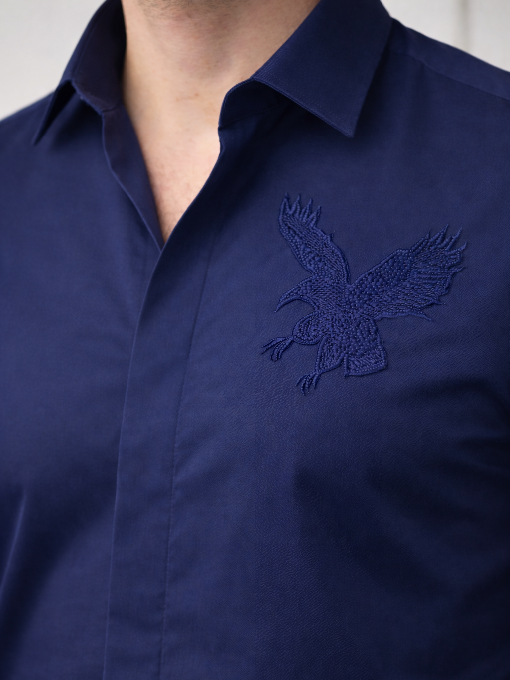 Blue Eagle Embellished Handwork Designer Shirt - Image 3