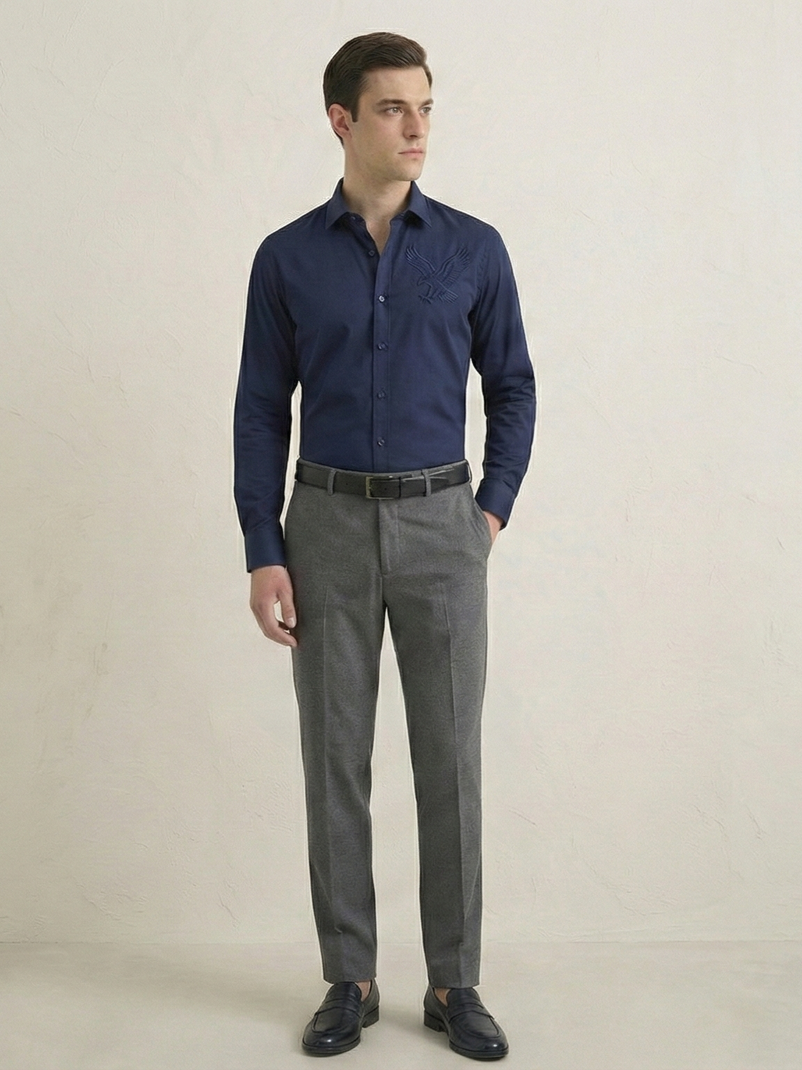 Blue Eagle Embellished Handwork Designer Shirt - Image 7